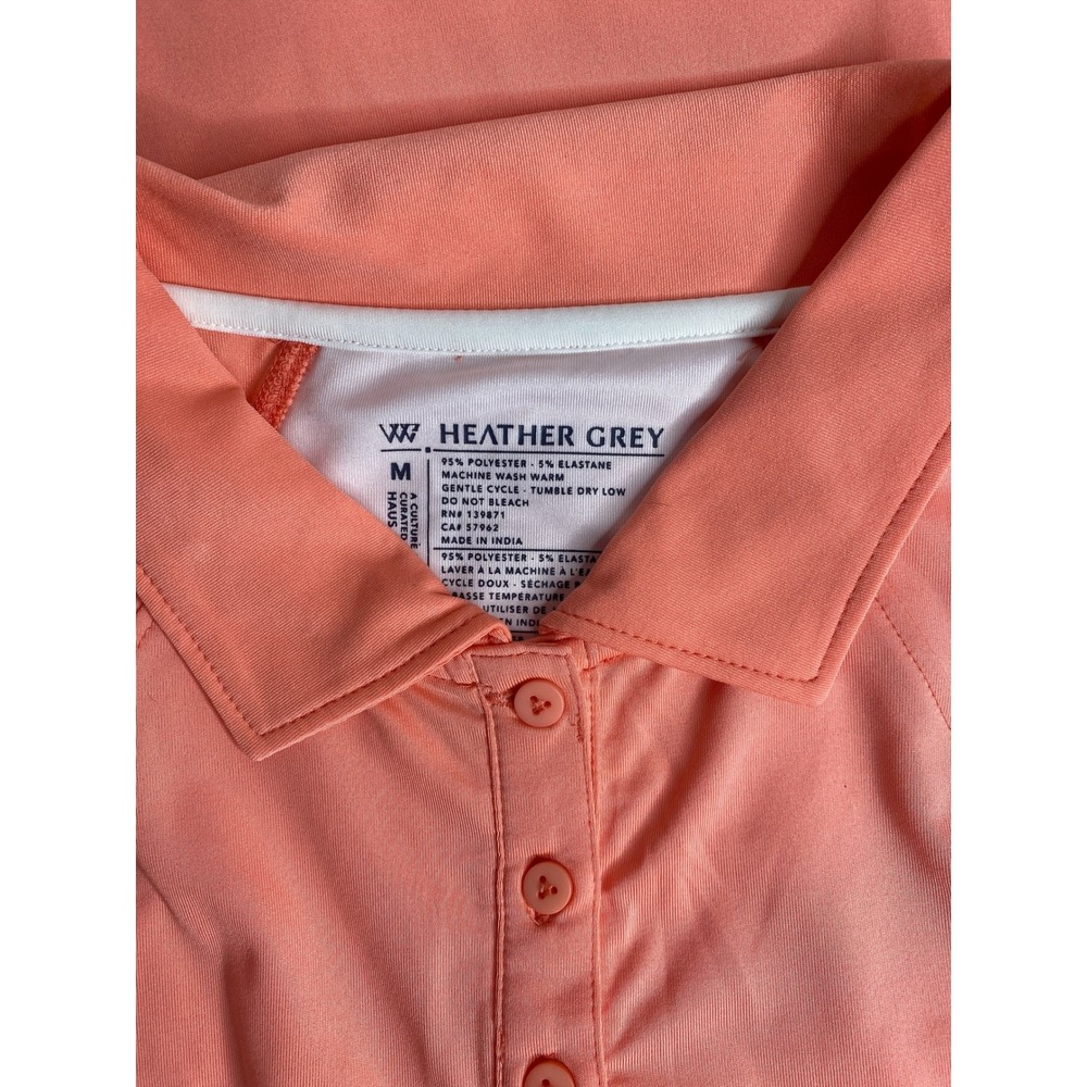 Haus of Grey‎ Heather Grey 1/2 Button Up Peach Golf Polo Sz M - Picture 3 of 4